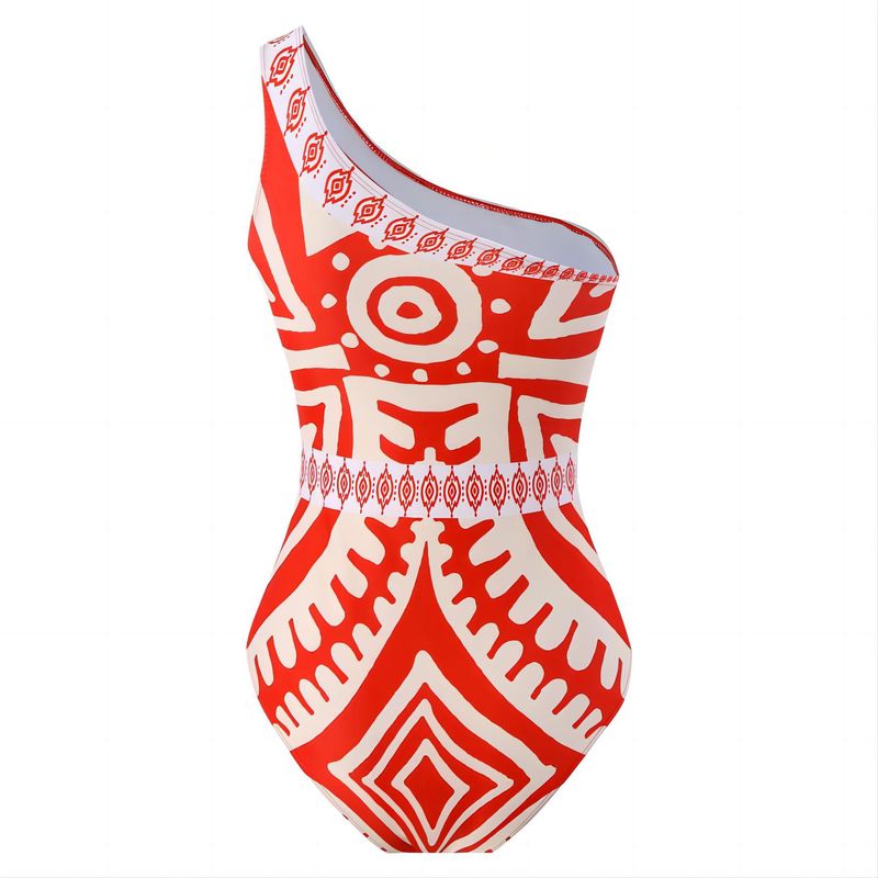 Kadın Giyim Yeni etnik stil retro baskı eğik omuz tek parça mayo slim fit sıcak bahar tatil yeri geniş paça pantolon güneş kremi takımı_voghion.com
