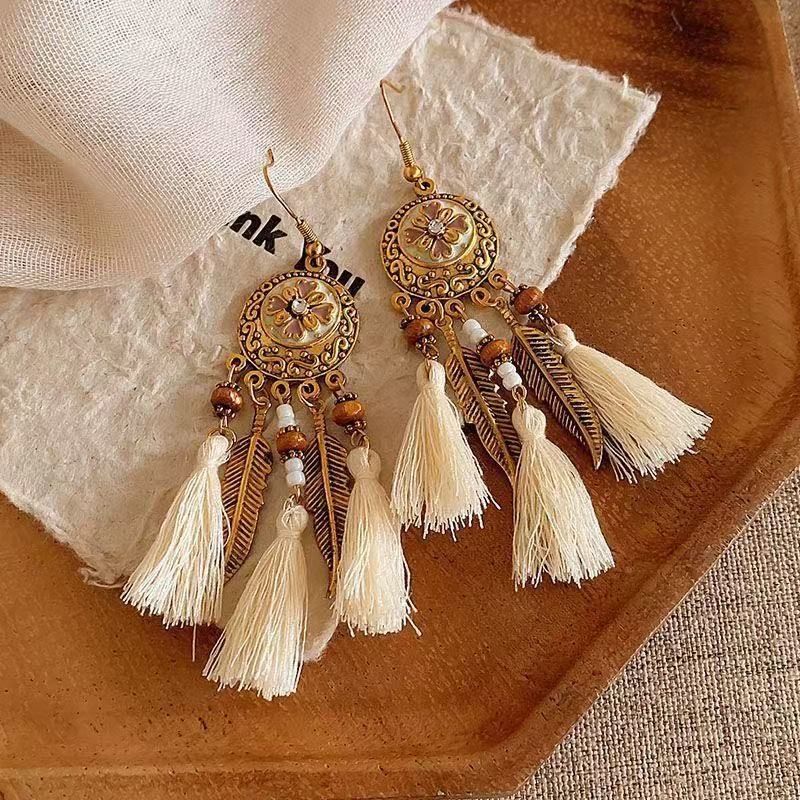 Resort Style Beach Large Flower Raffia High-End Light Luxury Starfish Studs Niche Elegant Earrings_voghion.com