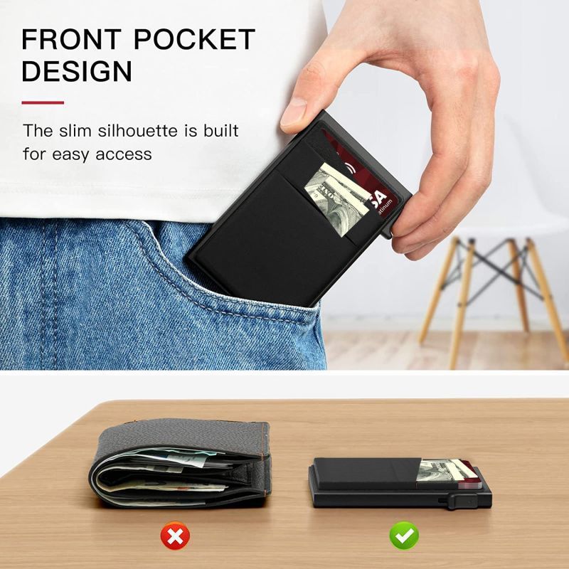 Card Cases Men's Card Bag Simple Ultra-thin Rfid Protection Wallet Card Sleeve Aluminum Alloy Side Push Card Box_voghion.com