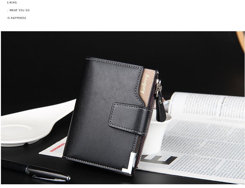 Casual Men's Wallet Multi-functional Wallet Zipper Buckle Three Fold Coin Wallet_voghion.com