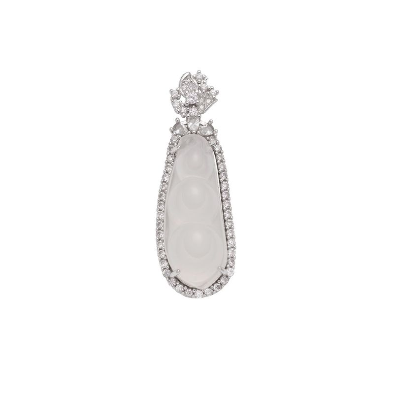 Collana con ciondolo a forma di fagiolo in calcedonio, stile cinese, in argento puro, con quattro stagioni, tendenza nazionale, moda versatile da donna_voghion.com