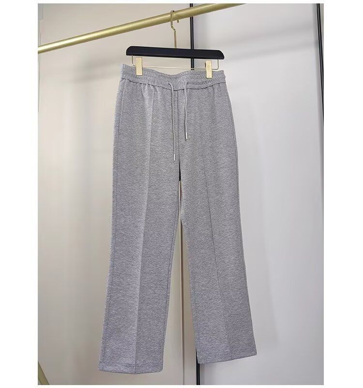 Herrenbekleidung Trendy Mid Line Sporthose Lockere Gerade Hose mit Kordelzug Lässige Vielseitige Drapierung Mittelnaht Arbeitskleidung Jogginghose_voghion.com