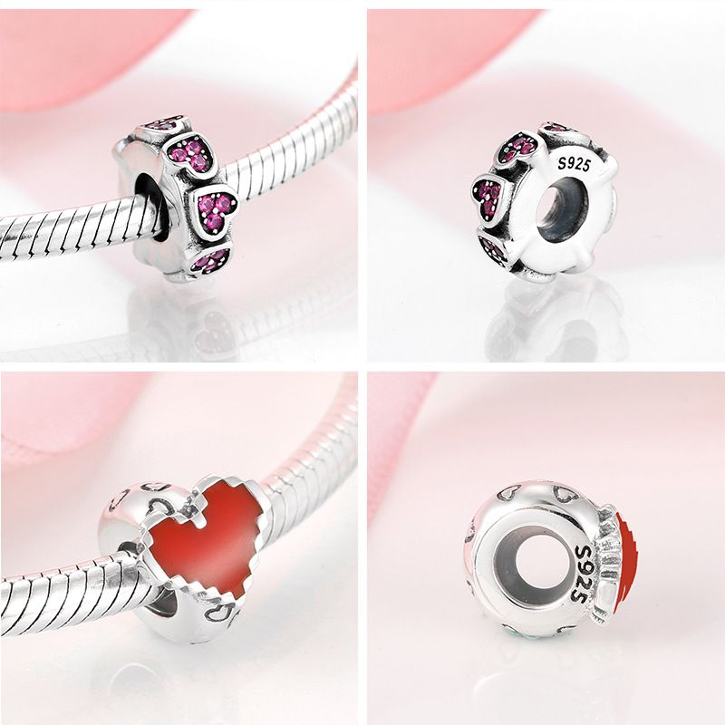 Dropshipping S925 perline in argento sterling, accessori per braccialetti fai da te fatti a mano, perline d'amore, gioielli in argento, distanziatori, distanziatori per perline_voghion.com