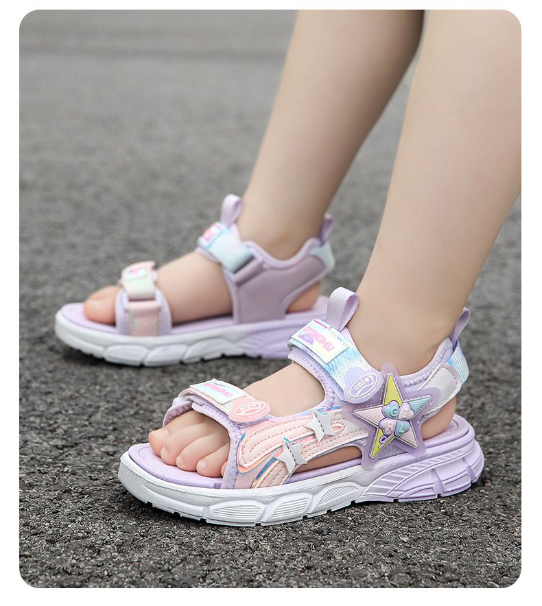 Sandali 2024 Scarpe da spiaggia con suola morbida per ragazze, impermeabili, impermeabili, per studenti medi e grandi, versatili per bambini_voghion.com
