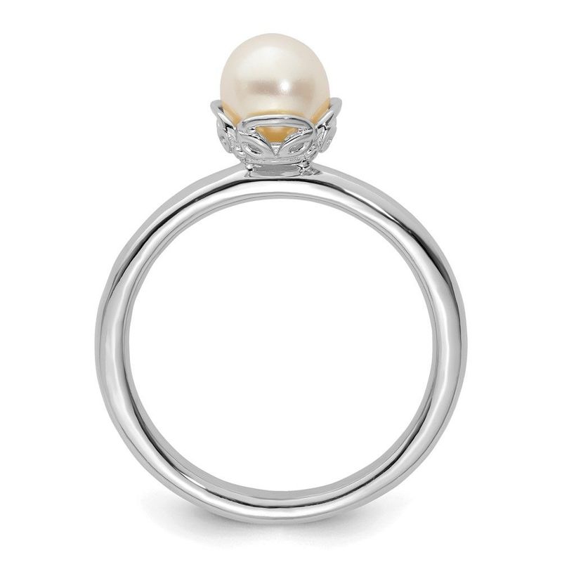 Sterling Silver Stack Exp. Polished White FW Cultured Pearl Ring_voghion.com