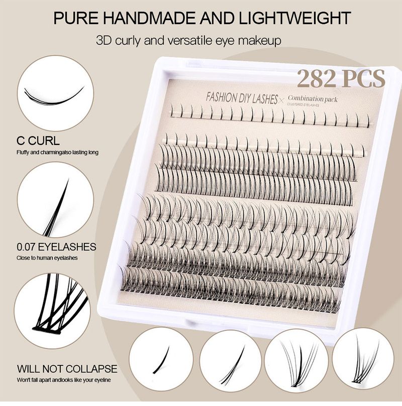 Lot de faux cils segmentés réalistes, denses et faciles à poser soi-même, en grappe unique (ventes très populaires)_voghion.com