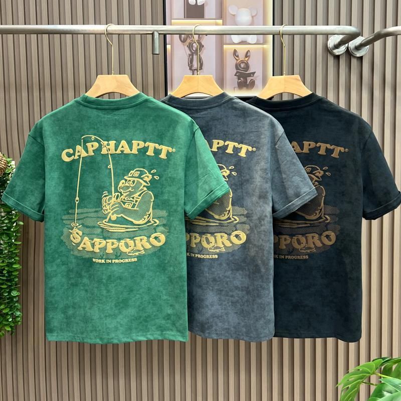 Camiseta de algodón de manga corta con estampado de marca de moda holgada de alta costura de verano para hombre_voghion.com