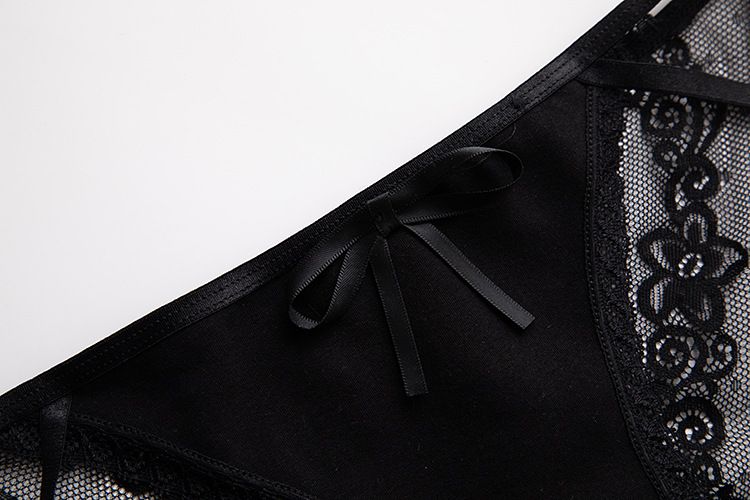 Roupa íntima Calcinha de renda de cor sólida Calcinha sexy Calcinha de renda de cintura baixa para mulheres_voghion.com