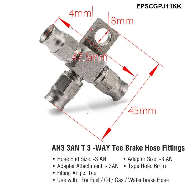 1PC Aço Inoxidável AN3 para AN -3 Extremidades de Mangueira Giratória de Freio Reto Encaixe de Carro EPSCGPJ_voghion.com