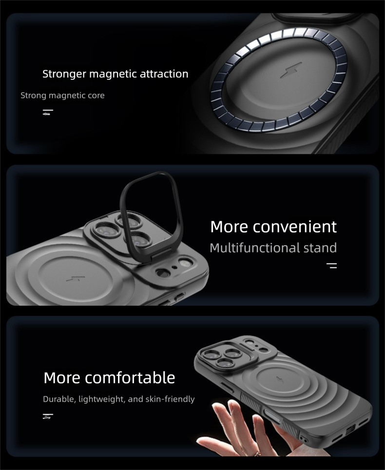 Adatto per la serie iPhone, con obiettivo a copertura totale, supporto invisibile, custodia antiurto in cartone ondulato per iPhone 17._voghion.com