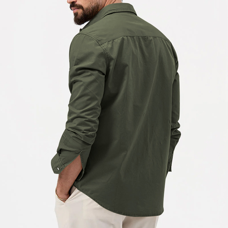 2024 Nova Estação Independente Transfronteiriça Camisa Masculina Multi-bolso Casual Manga Longa Camisa Masculina_voghion.com