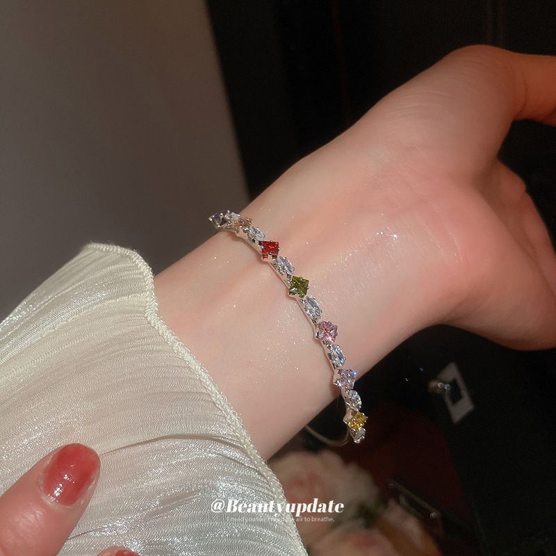 Colorful Zircon Geometric Star Opening Bracelet Spring Summer, New Light Bracelet, Fashionable And High-end_voghion.com
