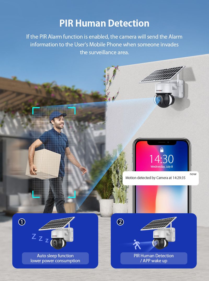Caméra de sécurité SolarCamera 4G - Caméra extérieure à énergie solaire avec projecteur à détection de mouvement, vision nocturne, étanchéité IP66, stockage cloud_voghion.com