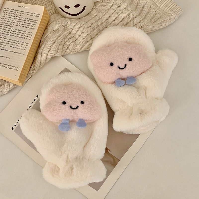 2025 Cute 3D Cartoon Plush Gloves With Neck Hanging And Thickened Velvet For Autumn And Winter_voghion.com