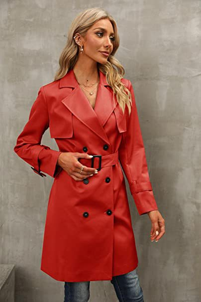Women's Double Breasted Fashion Casual Trench Coat_voghion.com