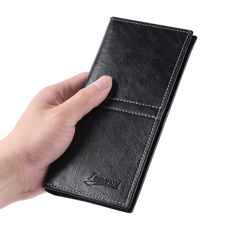 Portafoglio lungo in pelle da uomo, sottile ed elegante: design ultrasottile con più scomparti per carte e ampio scomparto per contanti, per uso business e casual._voghion.com