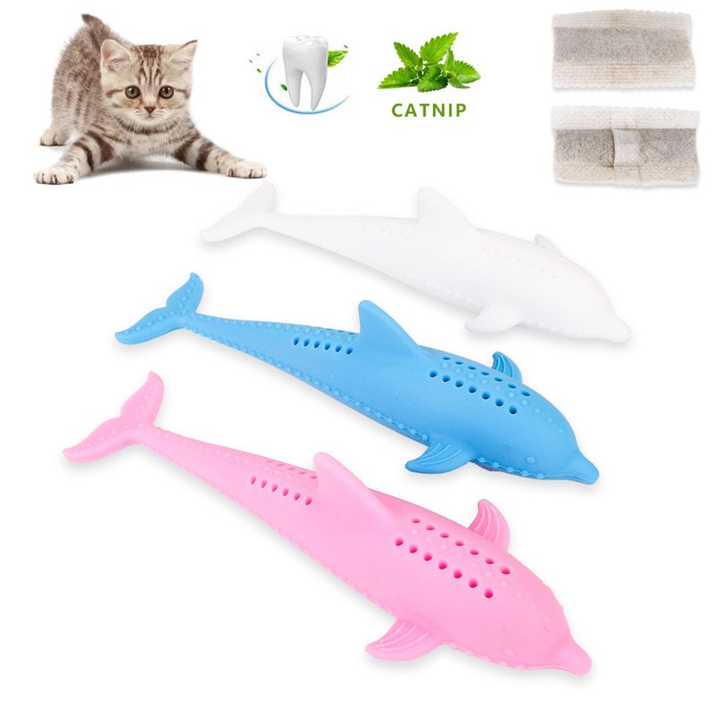 Hot Selling Cat Toy Shape Teeth Cleaning Catnip Silicone Fish Teething Stick Pet Supplies_voghion.com