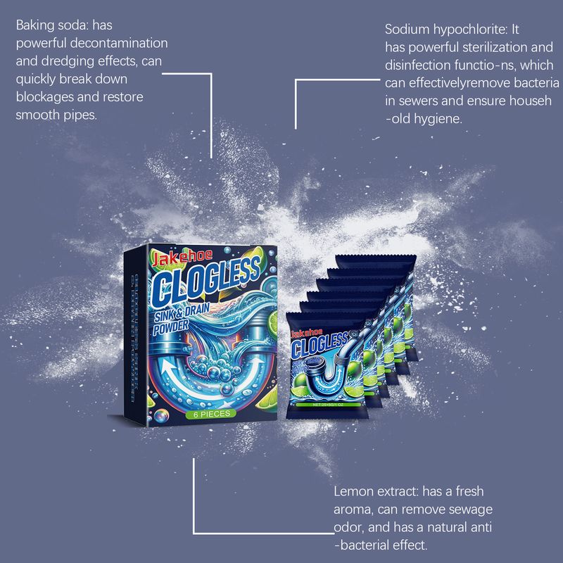 Jakehoe Pipe Unclogging Powder (Box) Kitchen And Toilet Sewer Pipe Dissolving, Odor Removal, Grease And Blockage Cleaning Powder_voghion.com