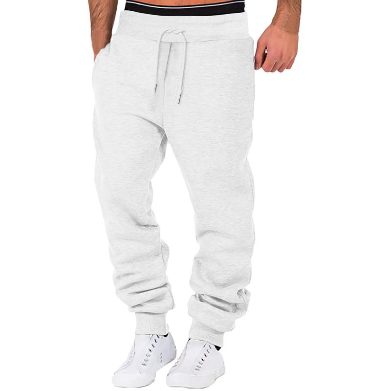 Fleecegevoerde joggingbroek voor heren – Winterthermische hardloopbroek, slim fit en rekbaar (zwart/grijs/wit, S-4XL, hoge elasticiteit voor de sportschool en buiten)_voghion.com