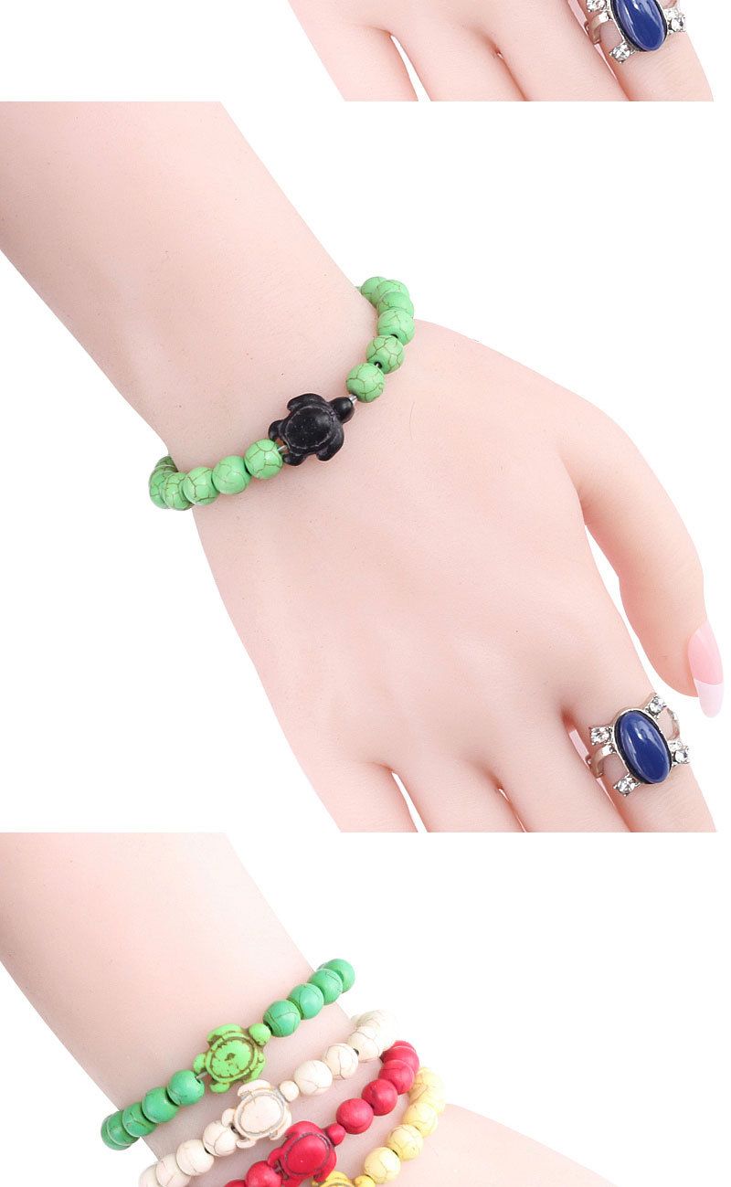 Europäisches und amerikanisches grenzüberschreitendes Perlenschildkrötenarmband für Herren im Hip-Hop-Nischen-Mode-Stil Armband für Herren schlichtes, trendiges Türkisarmband_voghion.com