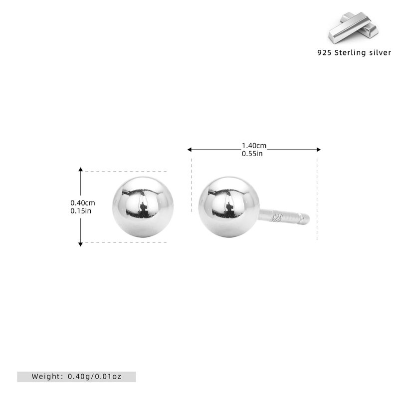 Women's Jewelry S925 Sterling Silver Bead Stud Earrings - Hypoallergenic Minimalist Earrings For Daily Wear Sizes 4mm-8mm_voghion.com