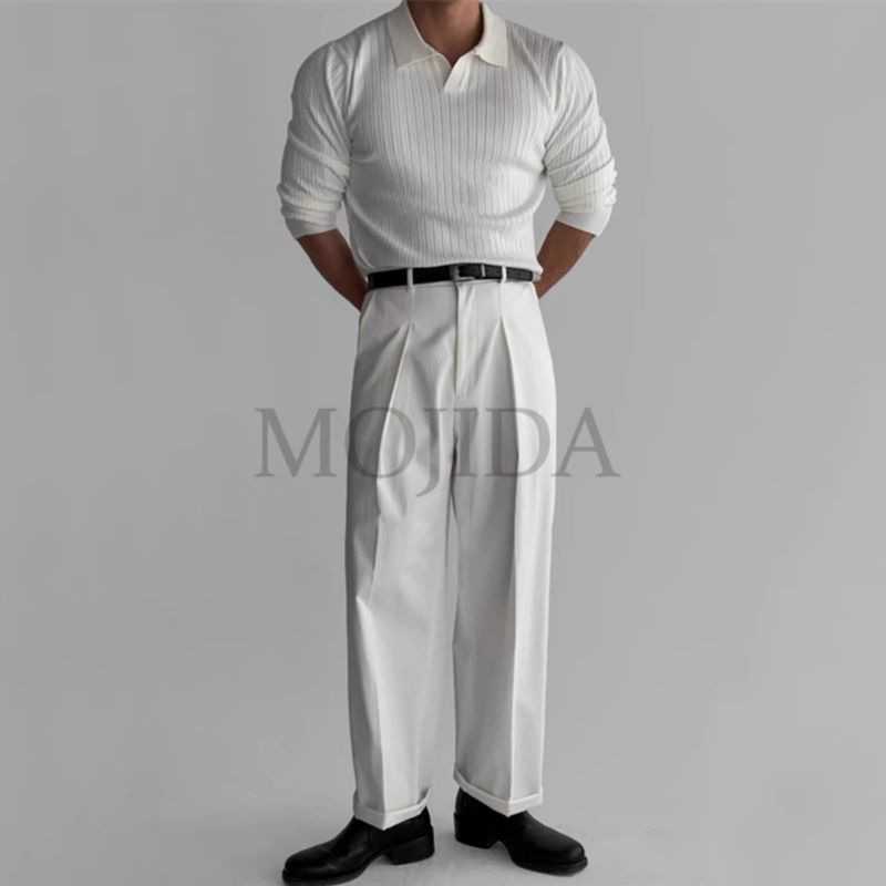 Frühling und Herbst Neues Poloshirt Umlegekragen Langarm Strickpullover Herren Leicht Reife Slim Fit Business Trend_voghion.com