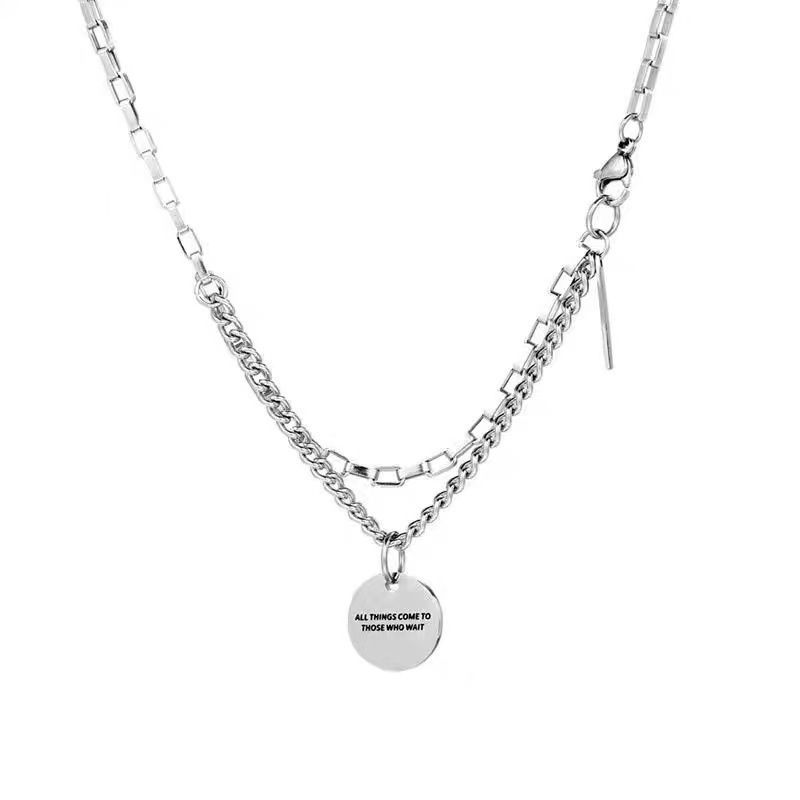 Inspirational Necklace Brand Light Luxury High-end Trendy Titanium Steel Sweater Chain Women's Ins Niche Simple Pendant_voghion.com