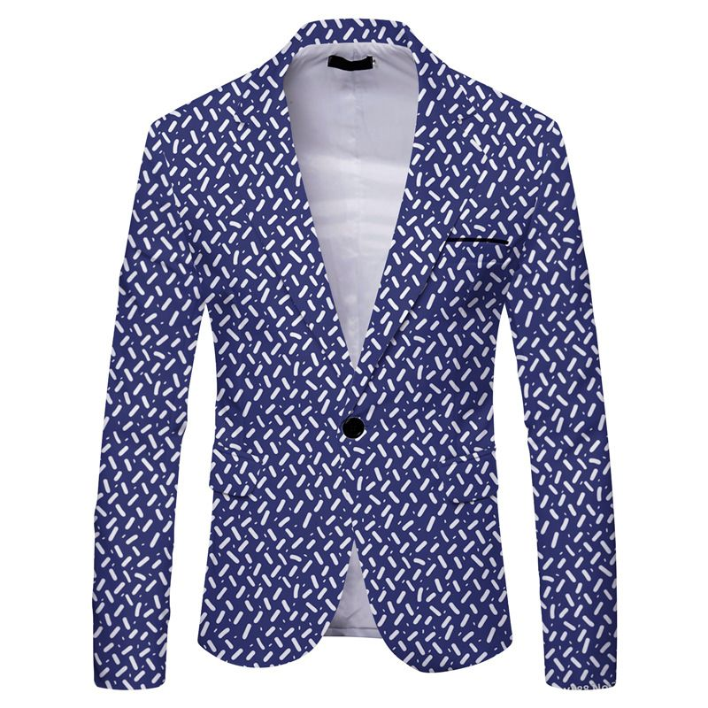 Nuova giacca casual stampata a righe a quadretti da uomo del 2023, abito slim fit alla moda britannica_voghion.com