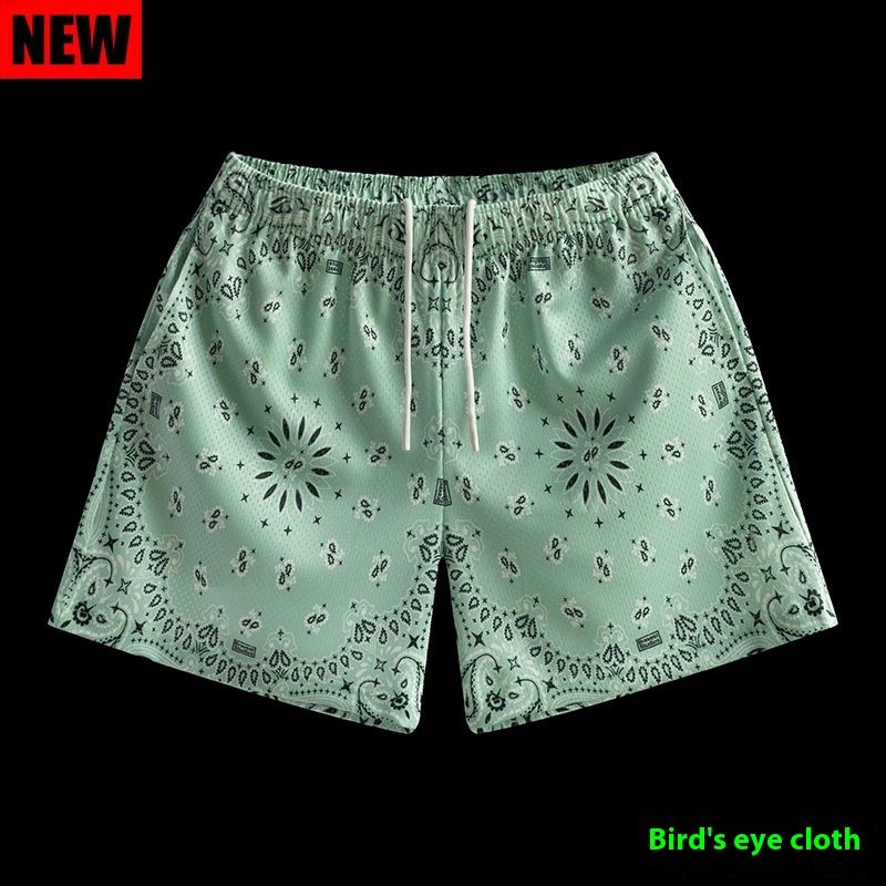 Vyriški vasariniai amerikietiški madingi fitneso tinklelio kvėpuojantys krepšinio paplūdimio laisvalaikio sportiniai laisvalaikio skaitmeniniai šortai_voghion.com