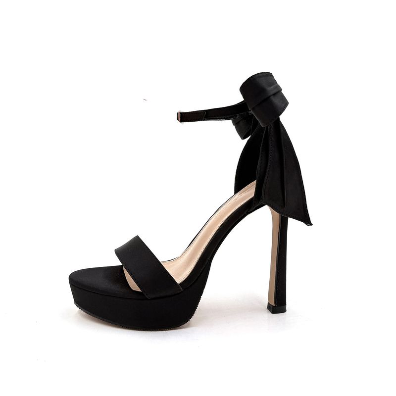 Tacones altos con lazo color champán y plataforma impermeable francesa para mujer_voghion.com
