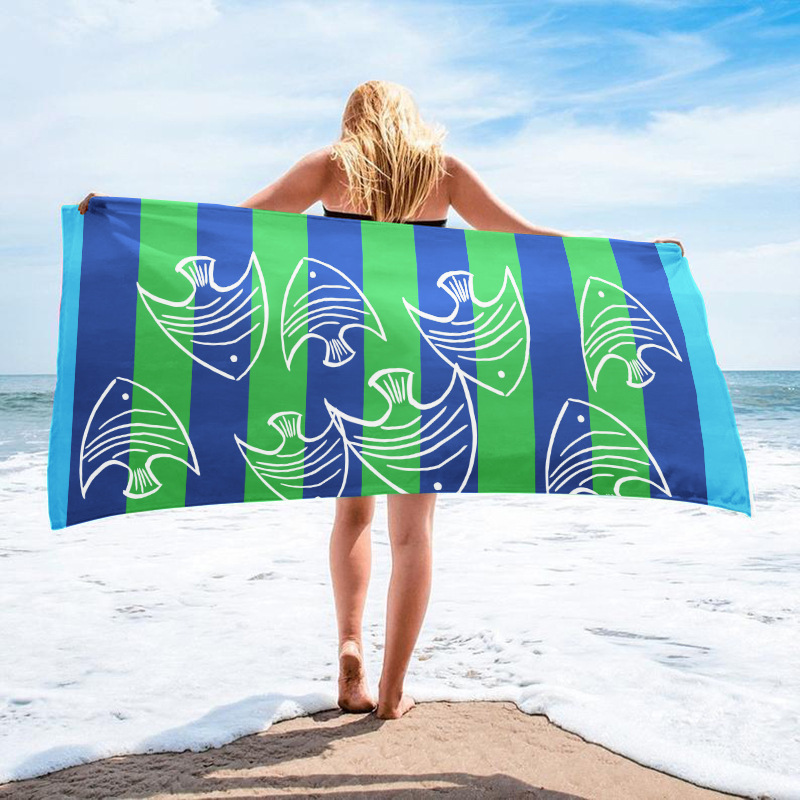 Bedrucktes Surfhandtuch, Strandtuch aus ultrafeinen Fasern, saugfähiges Strandtuch für Erwachsene_voghion.com