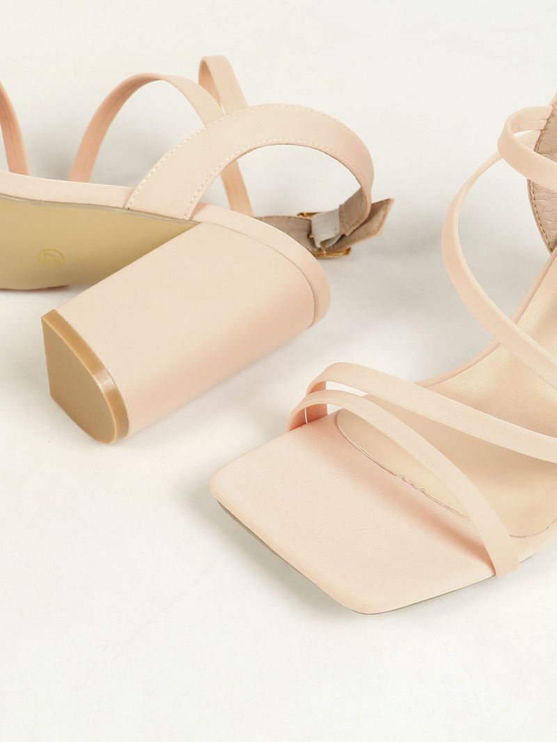 Sandale de damă Cap pătrat Toc gros Pachet Golire A Buton Cuvânt Moda Simplu Tot Temperament Tocuri înalte și subțiri_voghion.com