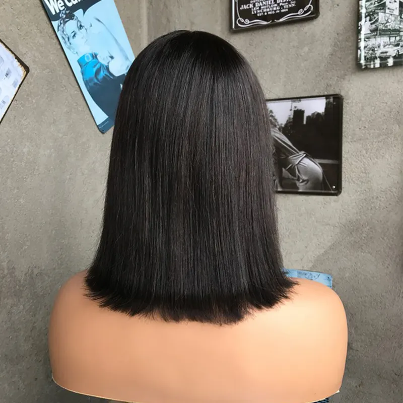Kadınlar İçin Patlamalı Bob Peruk İnsan Saçı Yapıştırıcısız Kısa Bob Peruklar_voghion.com