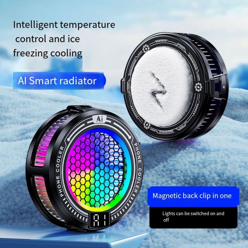 Refroidisseur magnétique réglable pour téléphone portable avec lumières RVB pour jeux mobiles_voghion.com