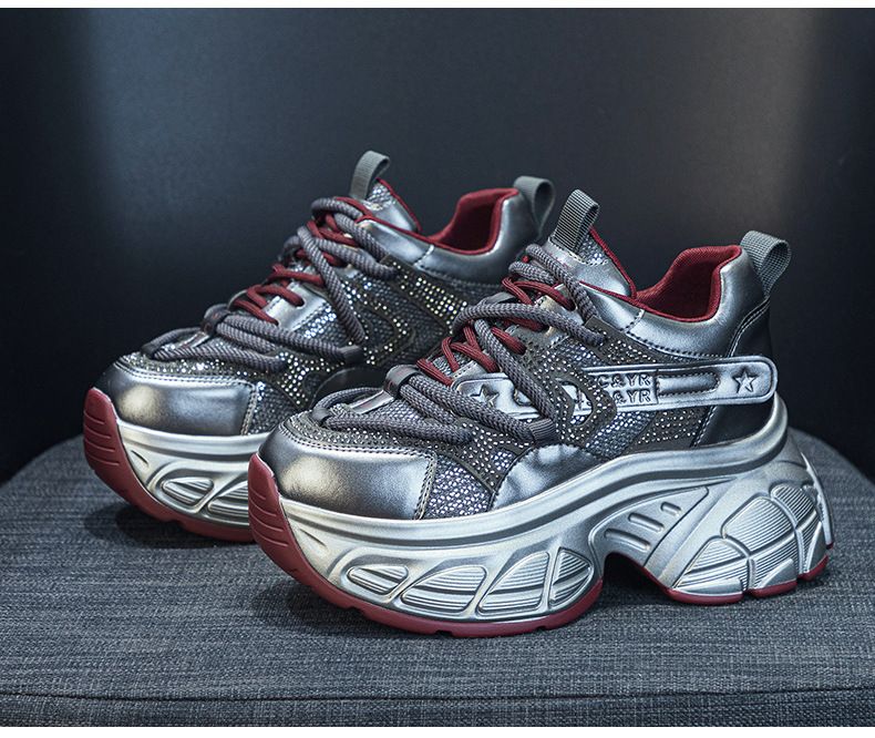 thick-soled Dad Shoes Women's Casual Versatile Fabric 9cm Height-increasing Women's Shoes_voghion.com