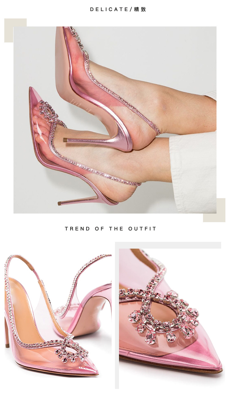Scarpe da donna con strass, stile a punta, cintura trasparente, scarpe con tacco a spillo di tendenza alla moda_voghion.com