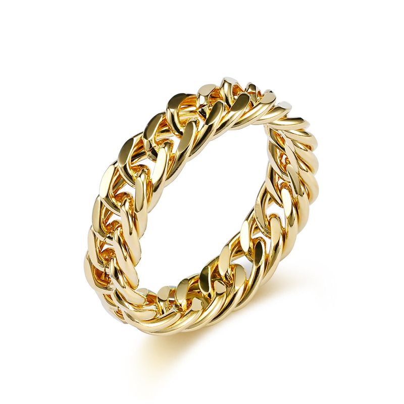 Minimalist Style Double Woven Cuban Chain Ring Unisex Niche Personality Jewelry_voghion.com