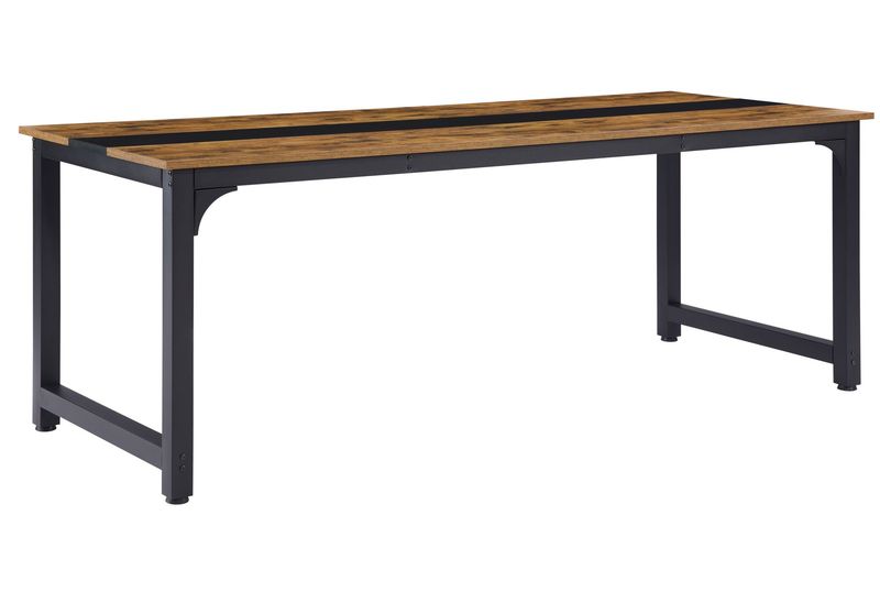 Computer Desk Large Office Desk, 79.5 Inch Gaming Desk Writing Desk Work Desk For Home Office, Study, Modern Simple Wooden Desk, Large Legroom, Metal Frame, Rustic/Black_voghion.com