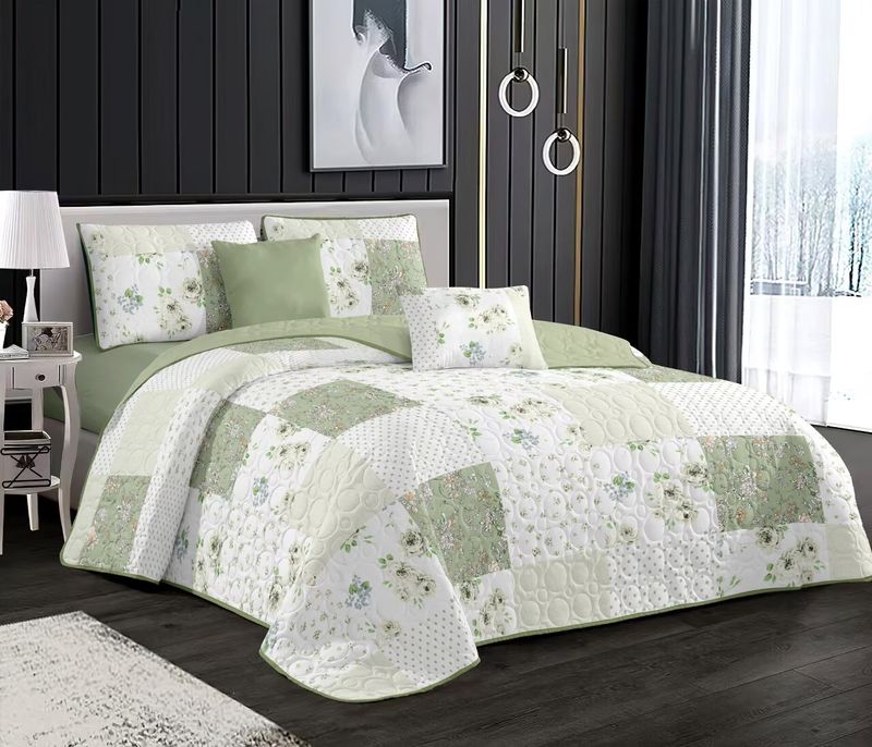 Couverture matelassée trois pièces imprimée respirante lavable en machine pour lit double extra large_voghion.com