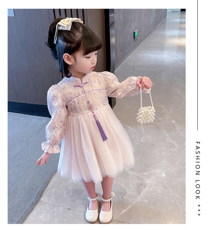 Girls' Long sleeved Hanging 2024 Spring New Western Fashionable Girl Baby Princess Dress Children's Clothing_voghion.com
