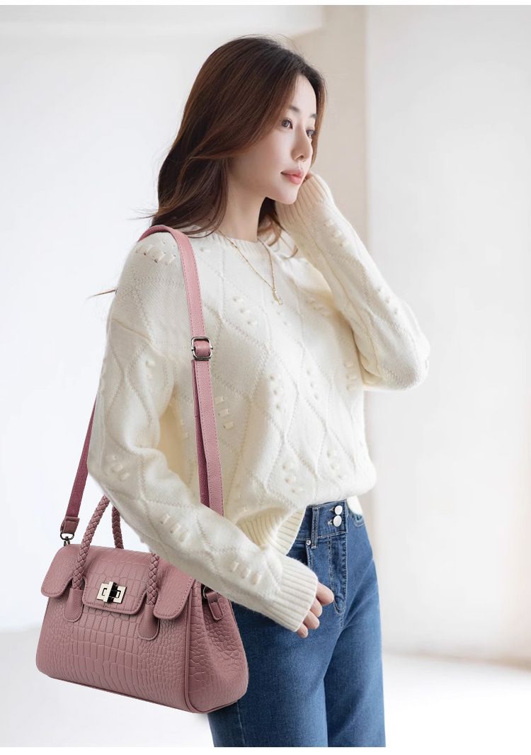 Borsa a tracolla in pelle morbida ed elegante, con tracolla intrecciata, per donne, 2025, nuova, alla moda, per mamme di mezza età_voghion.com