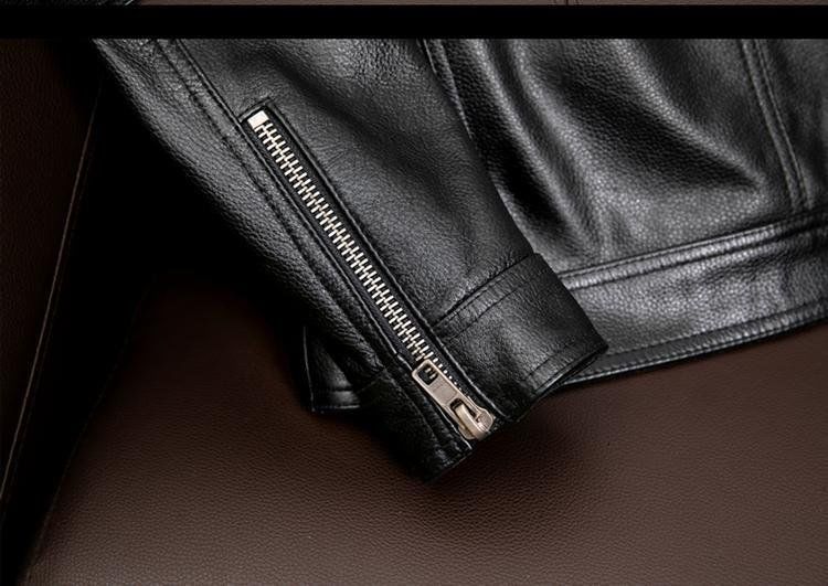 Herren-Kunstlederjacke mit Baumwollfutter, zweireihiger Bombermantel mit entspannter Passform für die Freizeit (Schwarz/Braun, dünne/dicke Optionen)_voghion.com