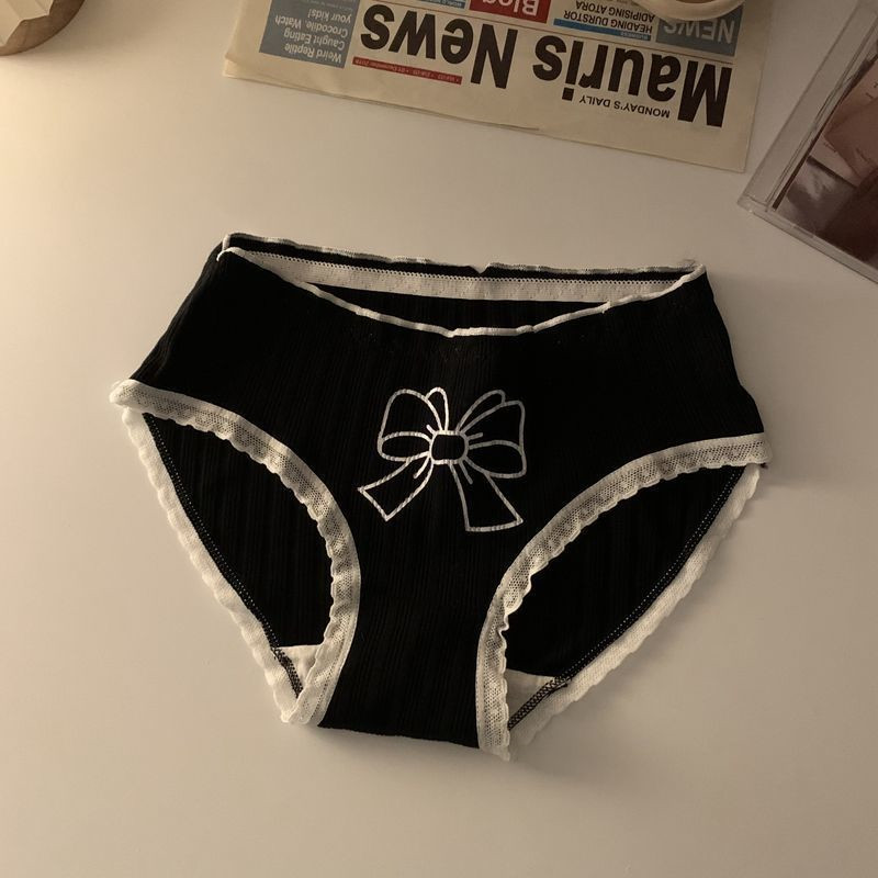 Biancheria intima di cotone con fiocco per ragazze Lolita Biancheria intima sexy da donna giapponese antibatterica a vita media_voghion.com
