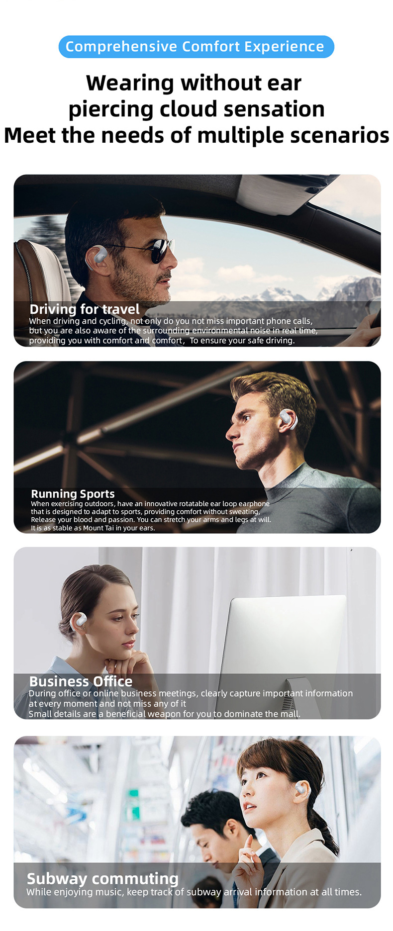 YJ11 Căști Bluetooth Tip cârlig pentru ureche Non-in-ear OW Căști cu sunet extern Căști stereo sport cu două urechi și compartiment_voghion.com
