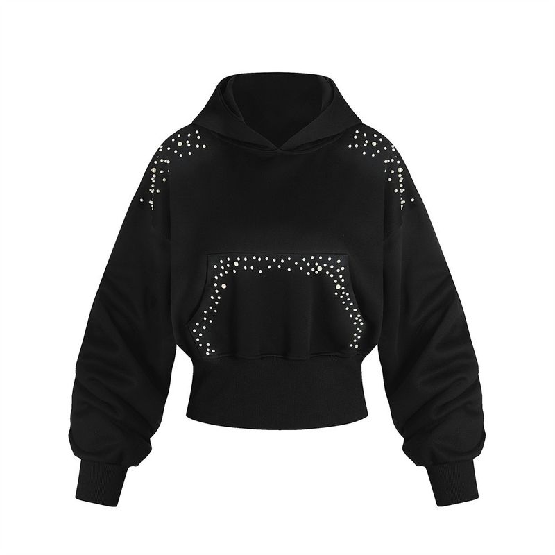 Einzigartiges Perlendesign Persönlichkeit Kurzer Hoodie Unisex Rock Trend Lose Pullover_voghion.com
