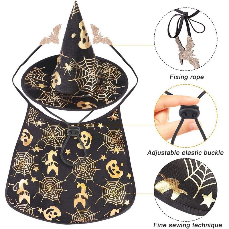 Set di 2 costumi per cani, mantello e cappello di Halloween stampato_voghion.com