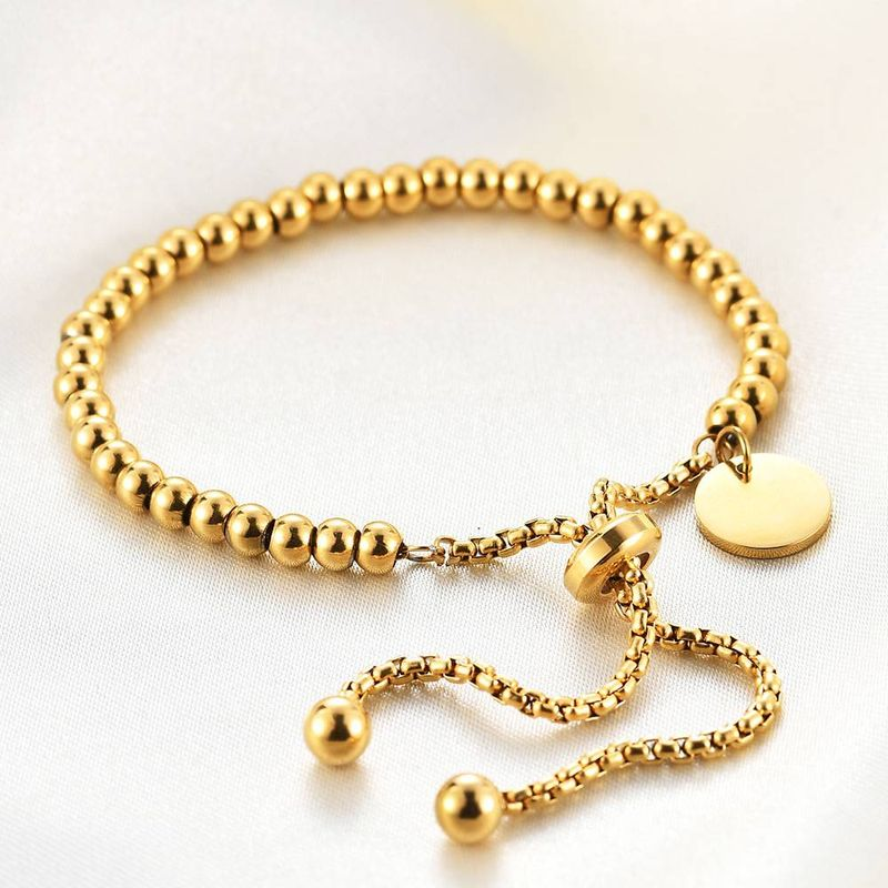 Il nuovo braccialetto InsK Gold in acciaio inossidabile semplice alla moda con etichetta circolare regolabile con perline e lettere per uomo e donna_voghion.com