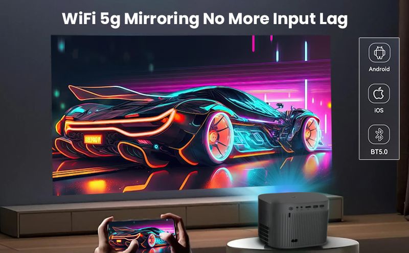 1080P didelės raiškos išmanusis F18 namų miegamajam, svetainei, mobiliajam telefonui, „Android“ sistemos projektoriui_voghion.com