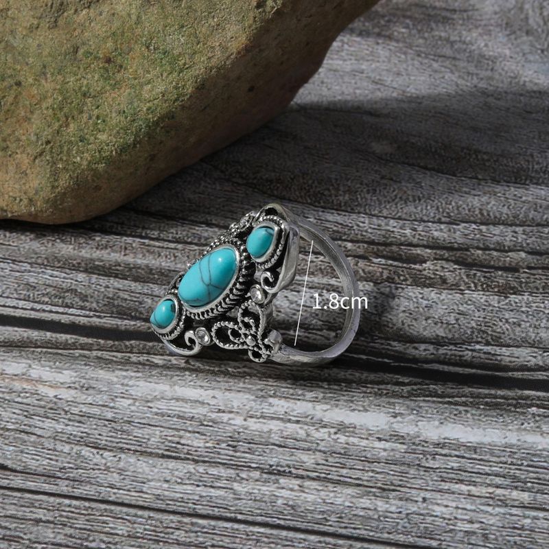 Style de cour américaine artistique vintage r, personnalité féminine incrustée de turquoise, index polyvalent et de niche fer_voghion.com