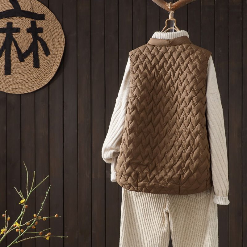 Gilet in cotone con bottoni doppiopetto retrò cinese per donna, leggero, invernale, a strati, snellente, caldo, imbottito_voghion.com